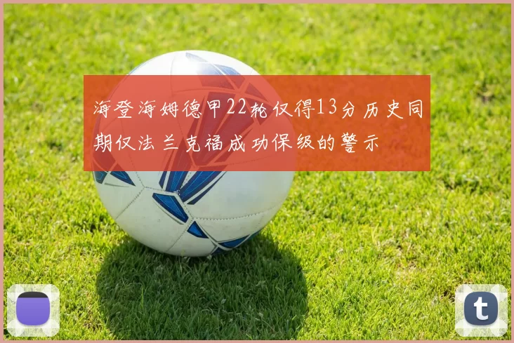 海登海姆德甲22轮仅得13分历史同期仅法兰克福成功保级的警示
